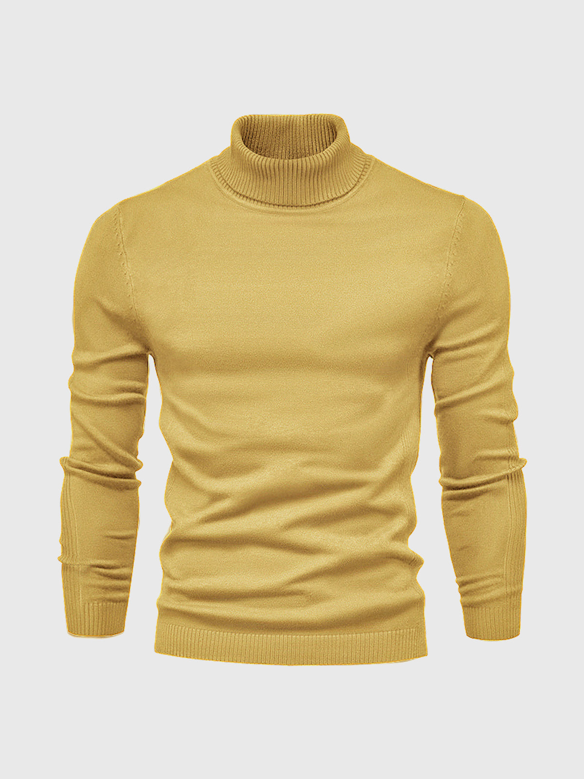 Pull Homme Blanc à Col Roulé Côtelé