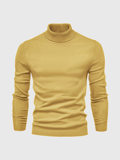 Pull Homme Blanc à Col Roulé Côtelé