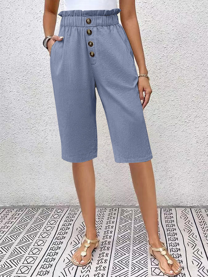 Bermuda Détente Femme Haute Waist Marine