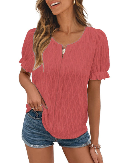 Blouse Femme Noir Élégante Manches Courtes