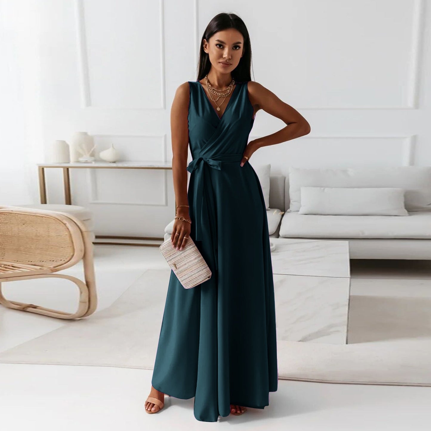 Annabelle™ – Robe Longue Femme Élégante Encolure en V Confortable