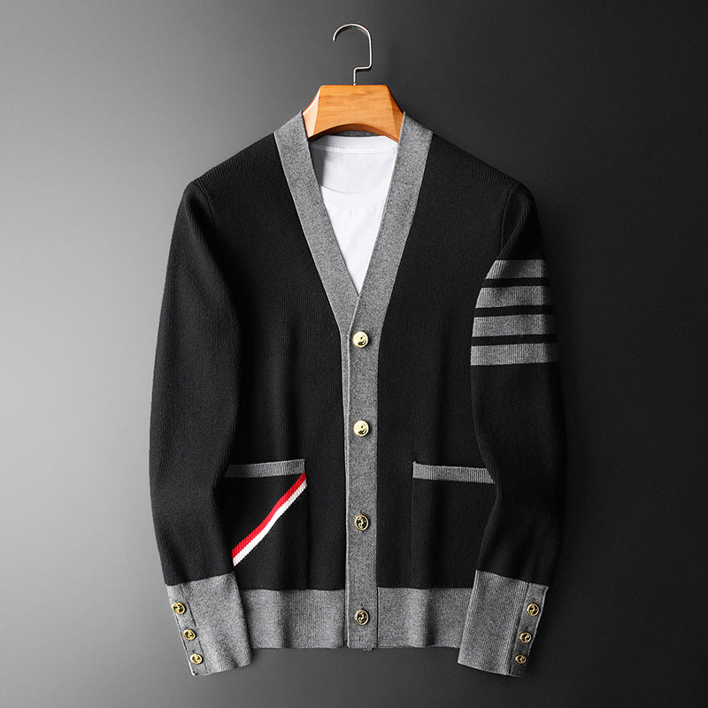 Cardigan Cachemire Homme Chic Rayé