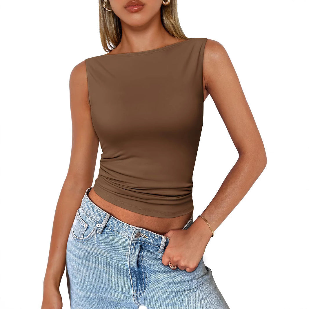 Débardeur Femme Brun Détendu Été - LuxeStyle