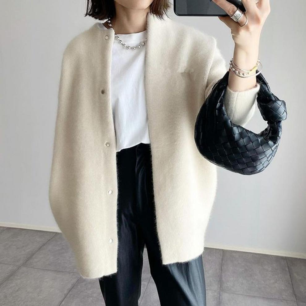 Manteau Femme Hiver Laine Gris Boutonné
