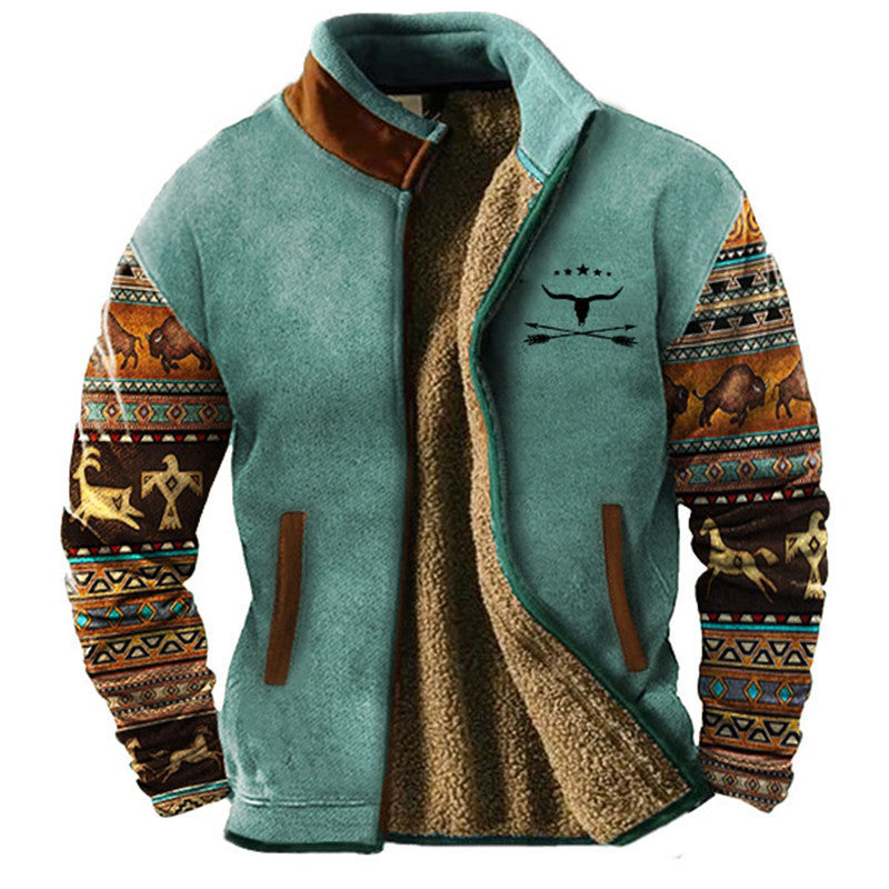 Veste en laine épaisse à carreaux écossais pour homme