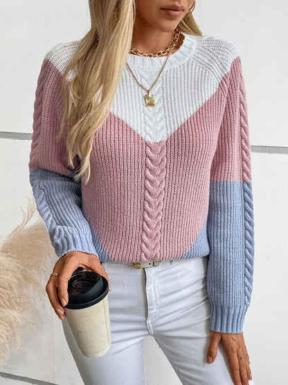 Pull Femme Élégant – Maille Douce Twistée avec Motif Coloré Tendance