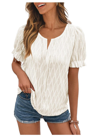 Blouse Femme Noir Élégante Manches Courtes
