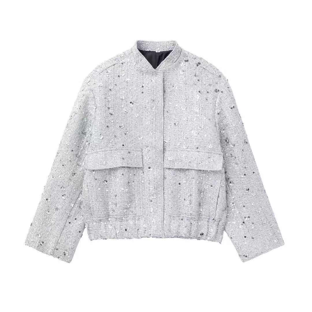 Veste Femme Élégante Manches Longues Paillettes - luxestyle