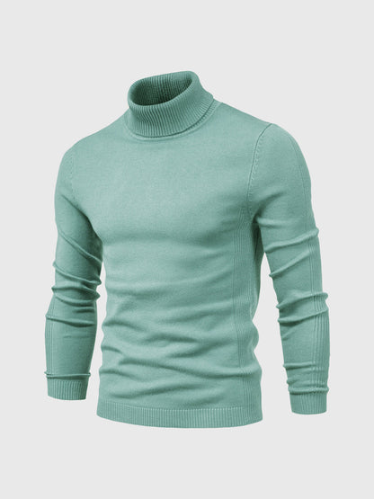 Pull Homme Blanc à Col Roulé Côtelé