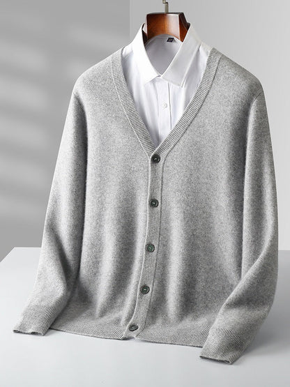 Cardigan homme avec col en V et manches longues | Coupe ample
