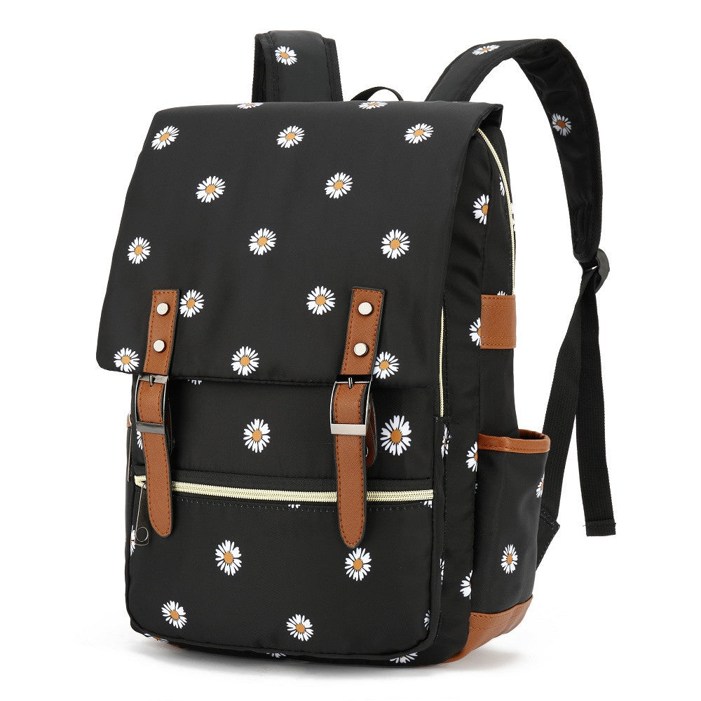 Sac à dos femme fleuri élégant noir - LuxeStyle