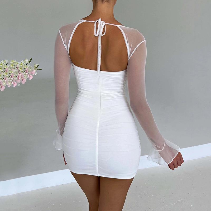 SheerMini™ – Robe Femme Mini Élégante Manches Transparentes Confortable