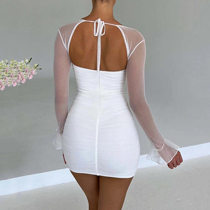 SheerMini™ – Robe Femme Mini Élégante Manches Transparentes Confortable