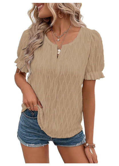 Blouse Femme Noir Élégante Manches Courtes