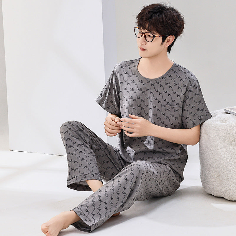 Pyjama Été Homme Manches Courtes et Pantalon Léger