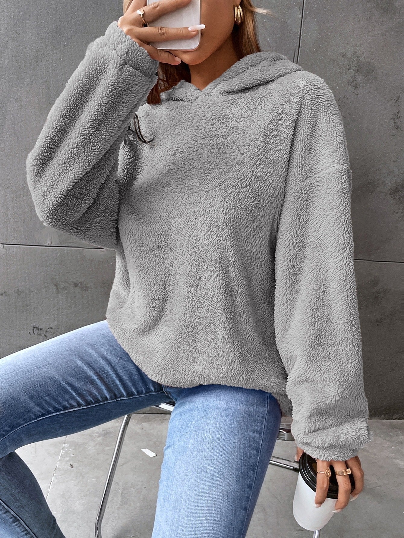 Sweat à Capuche Féminin Hivernal Brun Douillet