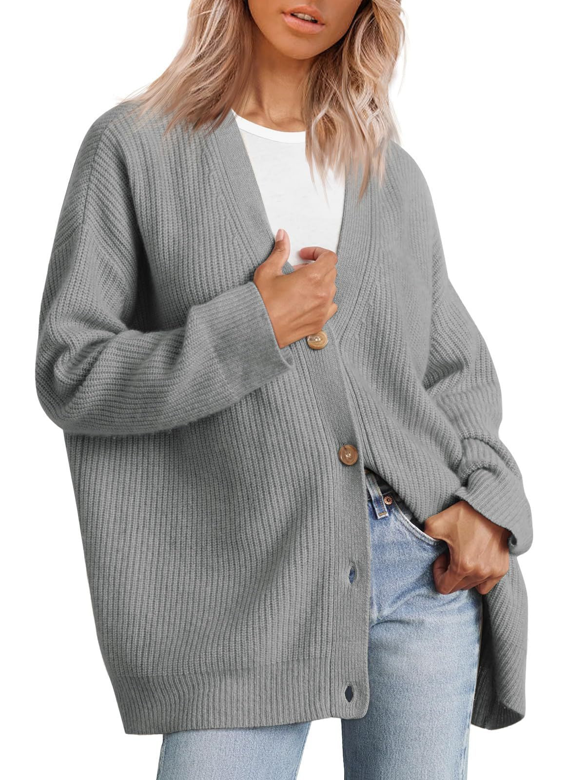 Cardigan Rayé À Col En V Pour Femme | Oversize