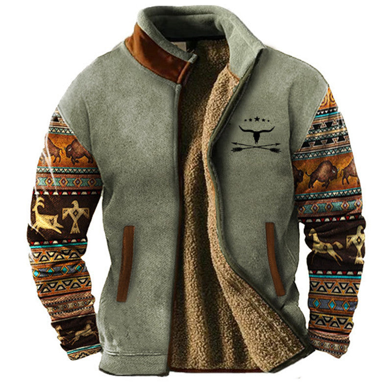 Veste en laine épaisse à carreaux écossais pour homme