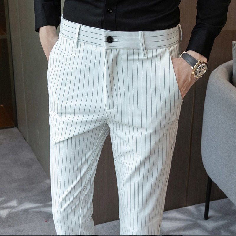 Pantalon Costume Rayé Élégant Homme