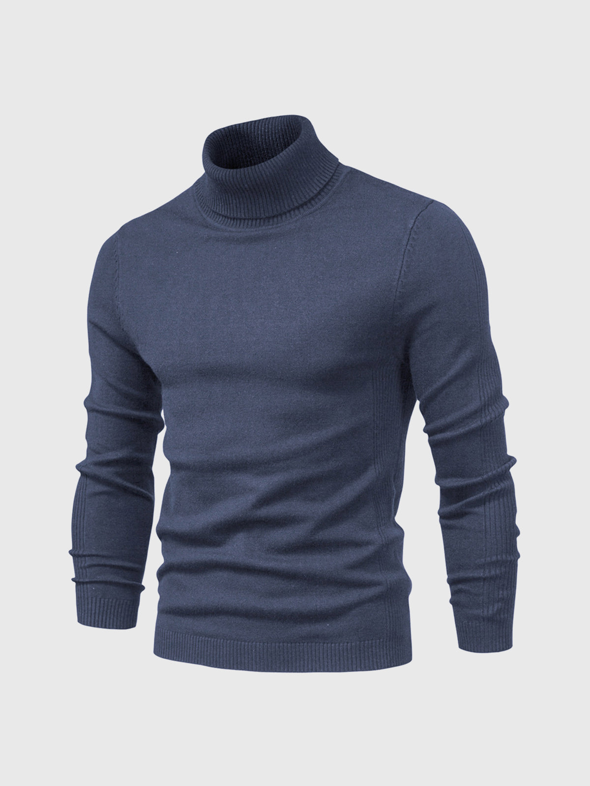 Pull Homme Blanc à Col Roulé Côtelé