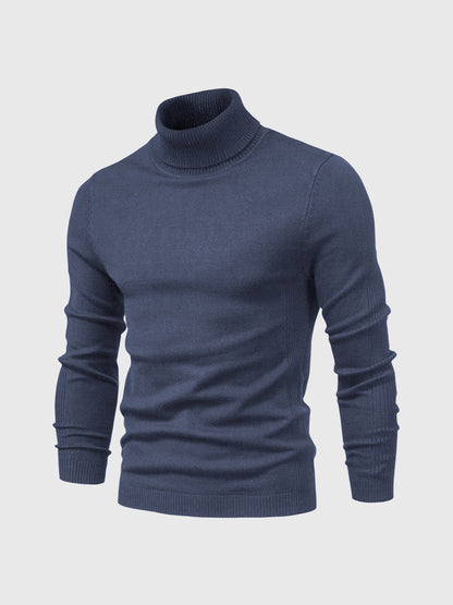 Pull Homme Blanc à Col Roulé Côtelé