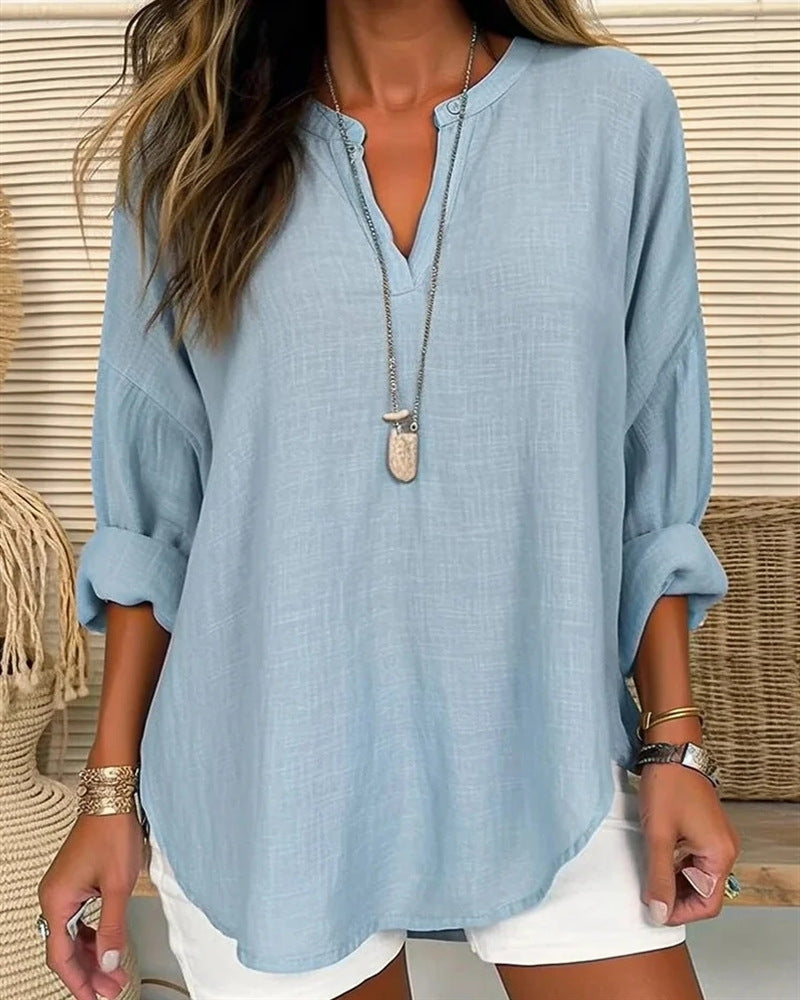 Blouse Féminine Manches Longues Élégante Neutre