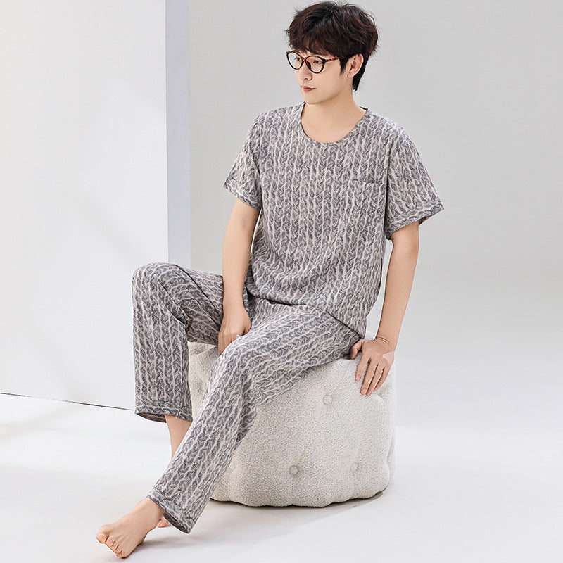 Pyjama Été Homme Manches Courtes et Pantalon Léger