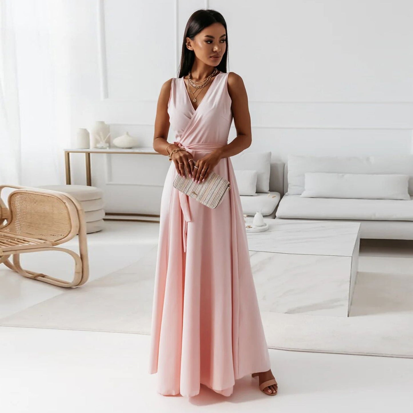 Annabelle™ – Robe Longue Femme Élégante Encolure en V Confortable