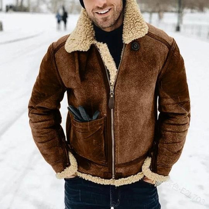 Veste Cuir Classique pour Homme Hiver