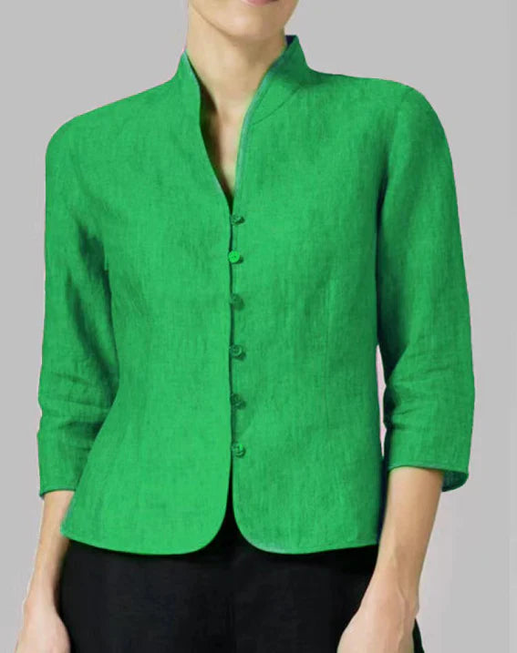 Veste Féminine Cendrée Col Mandarin