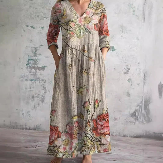 Robe Été Florale Col Décolleté pour Femme - LuxeStyle