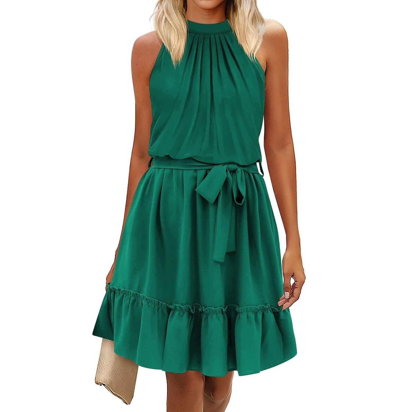 Robe été rouge décolletée pour femme