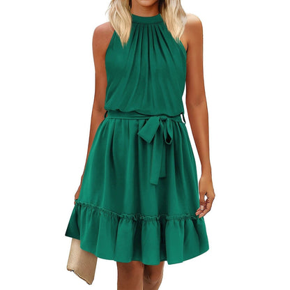 Robe été rouge décolletée pour femme