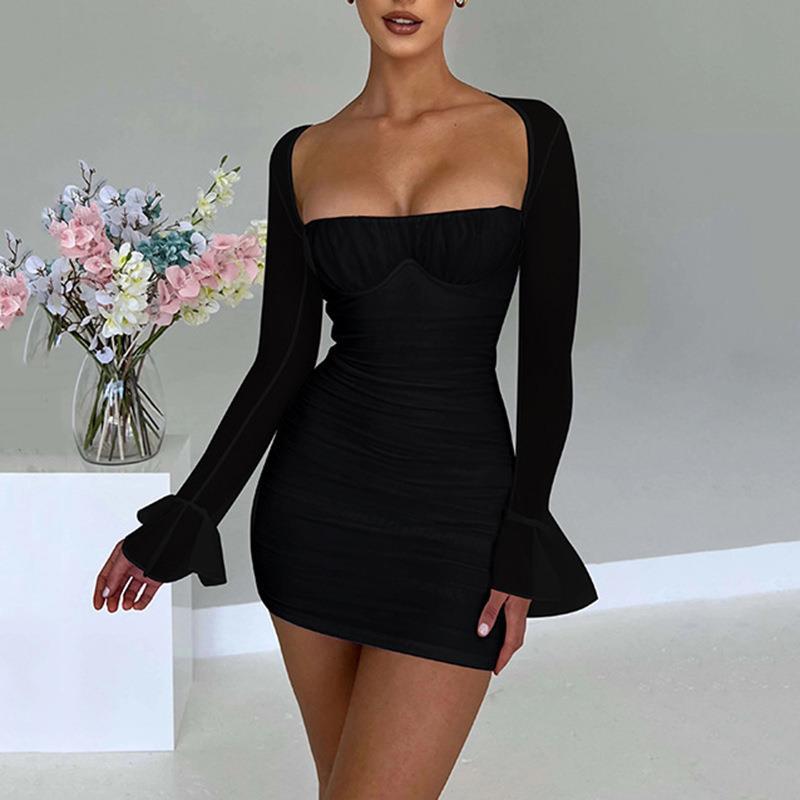 SheerMini™ – Robe Femme Mini Élégante Manches Transparentes Confortable