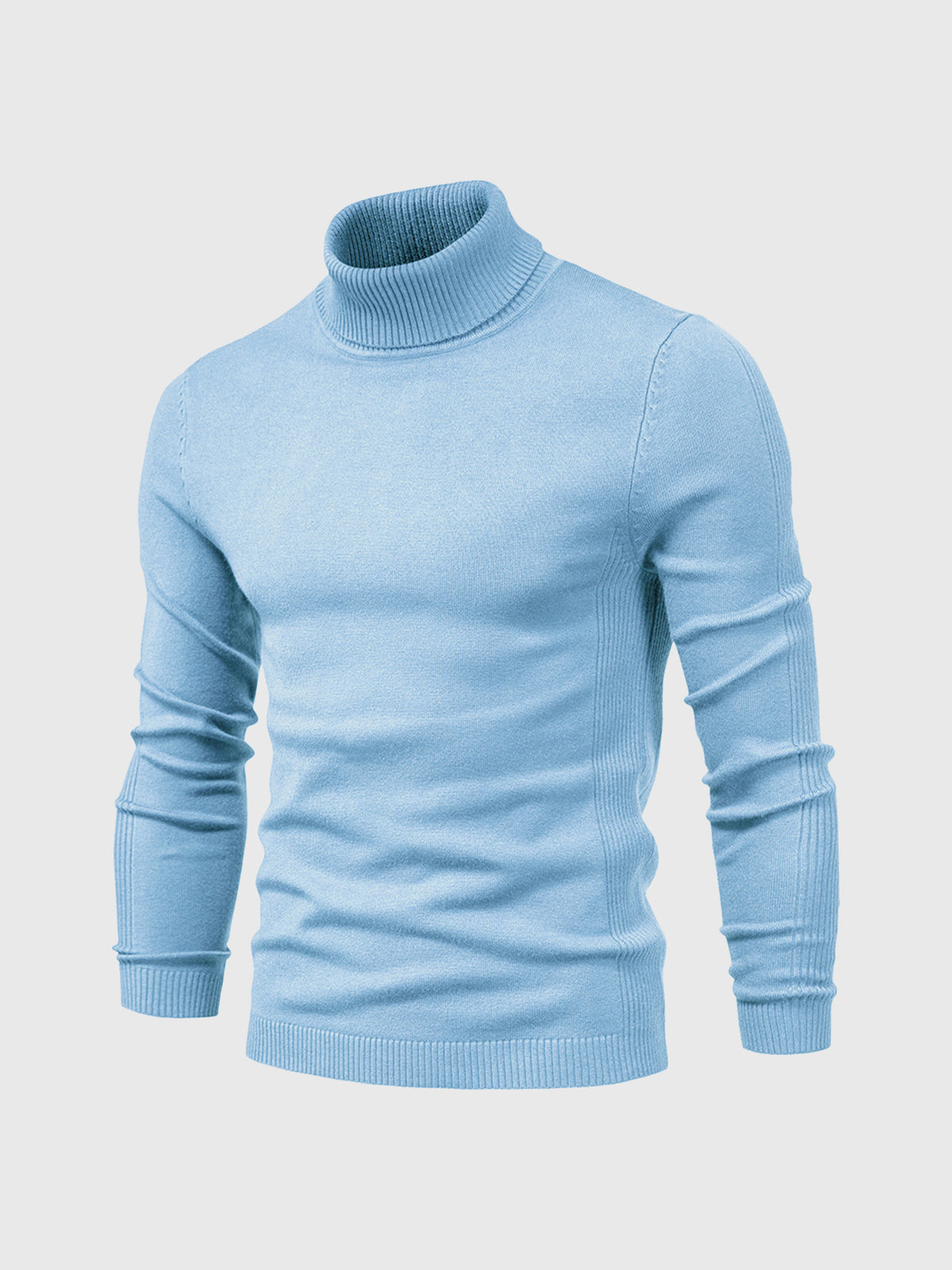 Pull Homme Blanc à Col Roulé Côtelé