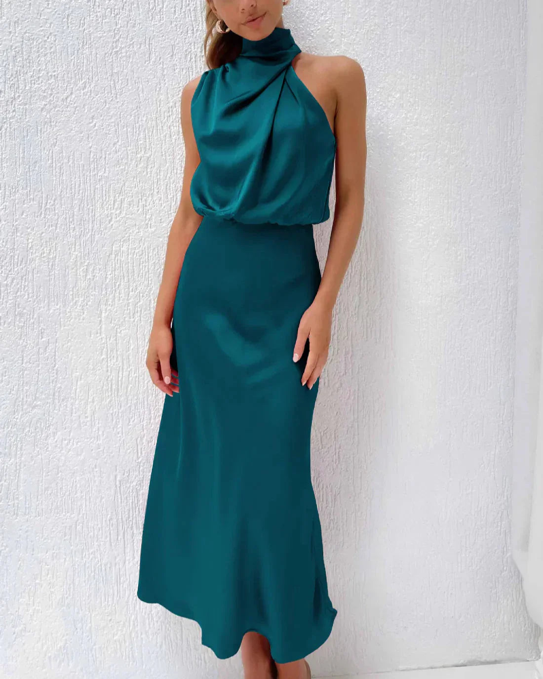 Robe Été Verte Décolletée pour Femme