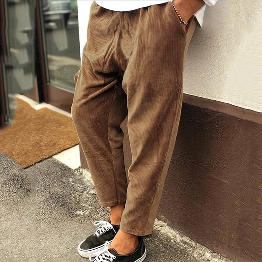 Pantalon Velours Brun Élégant Homme - LuxeStyle