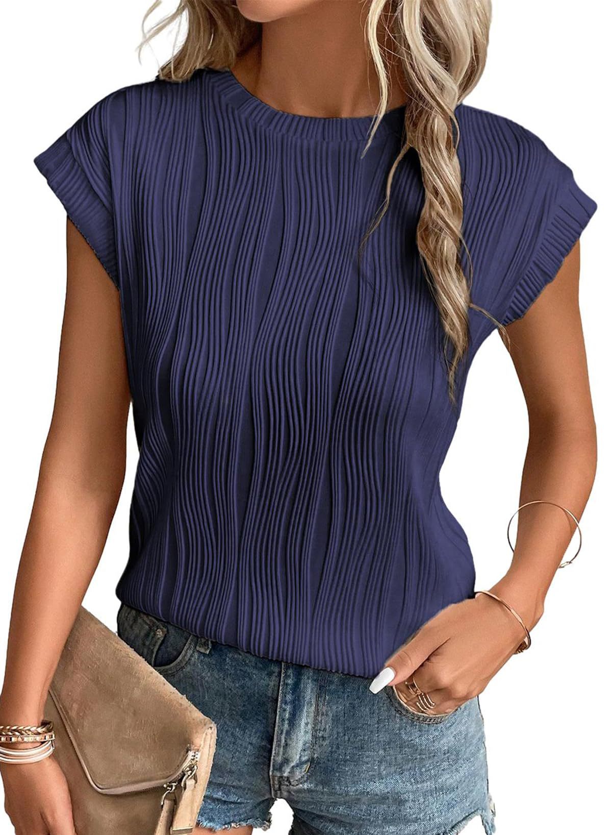 Blouse Féminine Noire Plissée Élégante