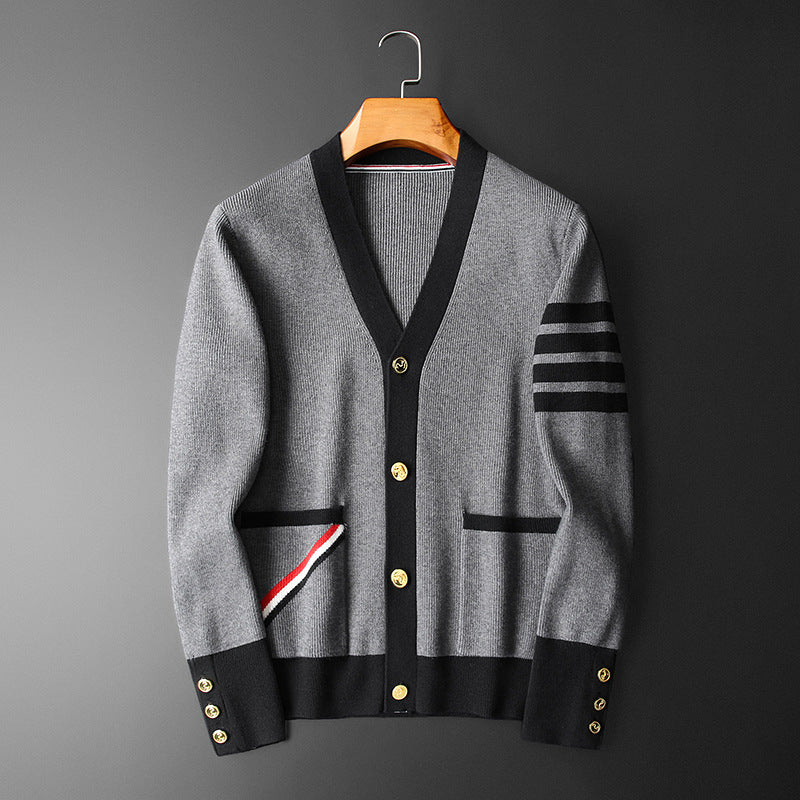 Cardigan Cachemire Homme Chic Rayé