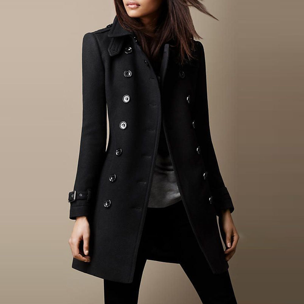Manteau Femme Marine Doudoune Boutons Longueur Grande
