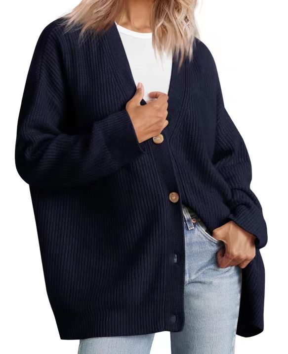 Cardigan Oversize Décontracté À Boutons Pour Femme | Hiver