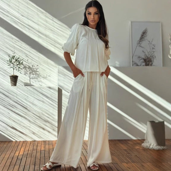 Tenue Décontractée Femme : Top Nœud Dos et Pantalon Comfy - LuxeStyle