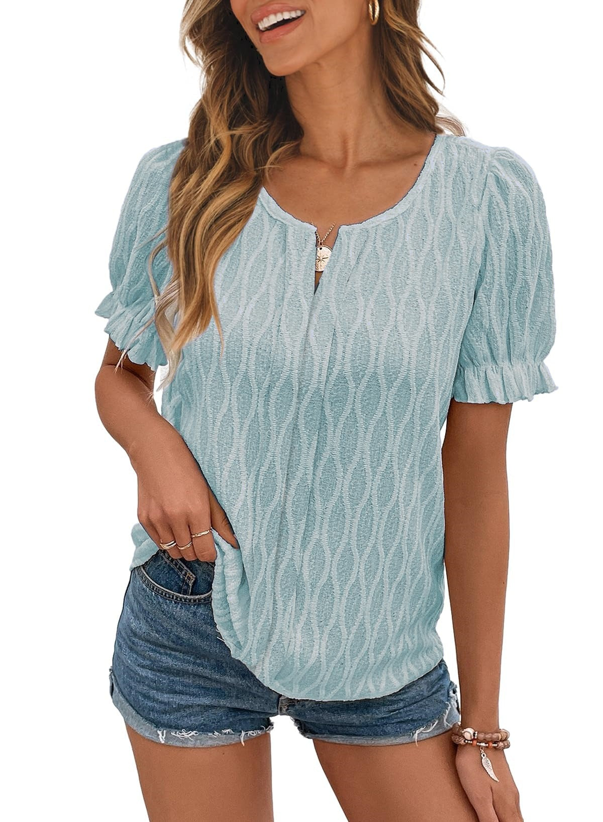 Blouse Femme Noir Élégante Manches Courtes