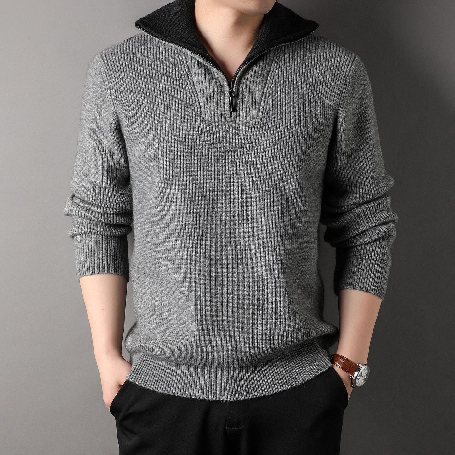 Pull Col Montant Chaud Hiver pour Homme