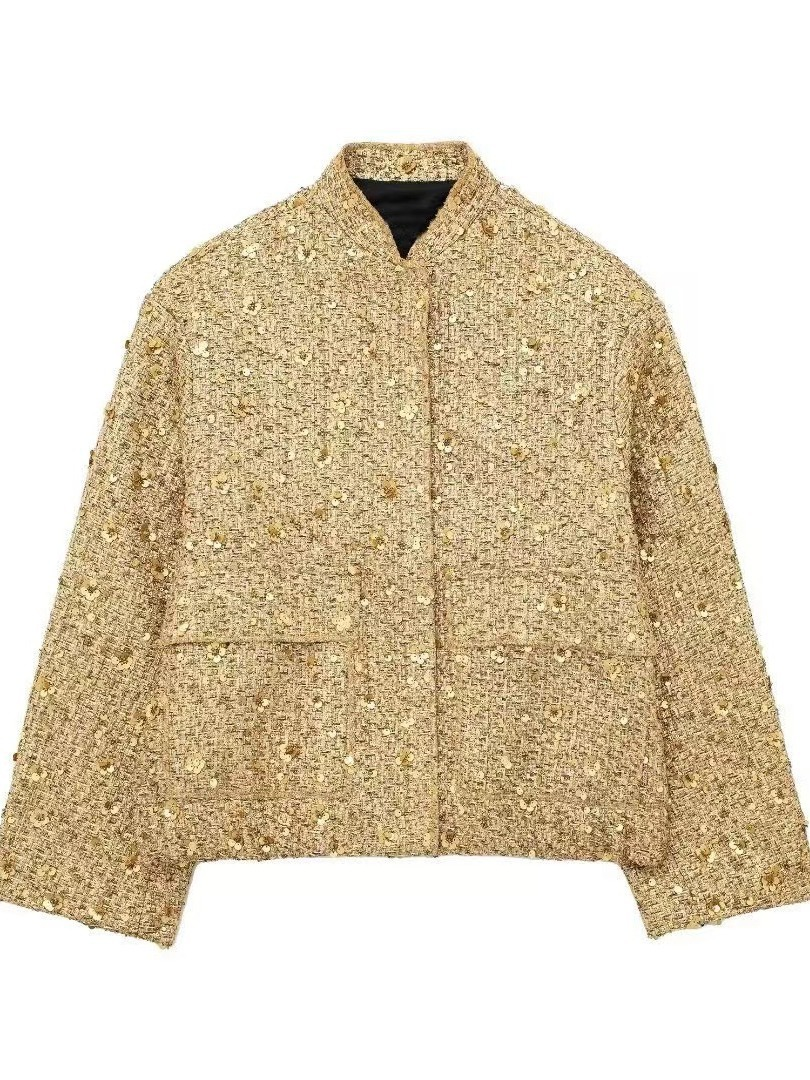 Veste Femme Élégante Manches Longues Paillettes