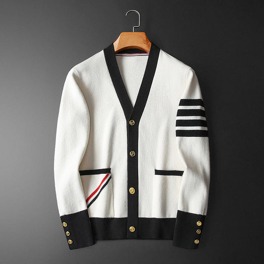 Cardigan Cachemire Homme Chic Rayé - LuxeStyle