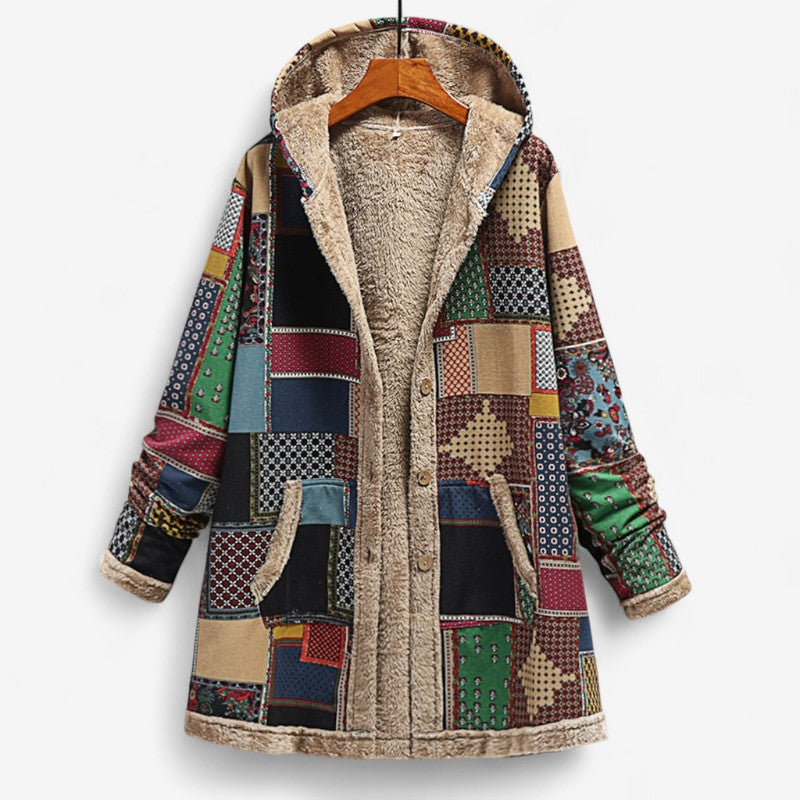 Veste Hiver Épaisse à Capuche Imprimée - LuxeStyle