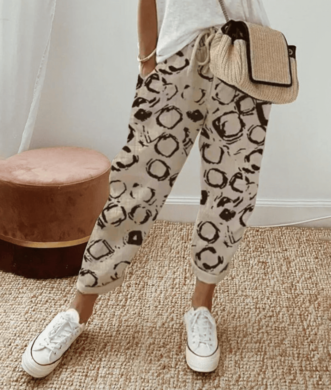 Pantalon femmes léger motif carrés tendance - LuxeStyle