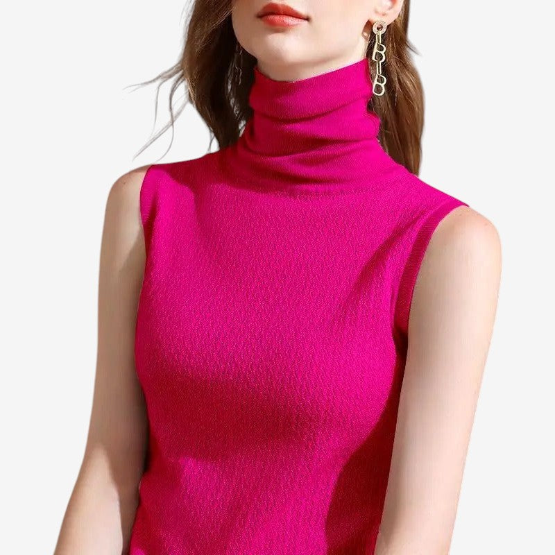 Débardeur femme tricoté col rond et slim fit