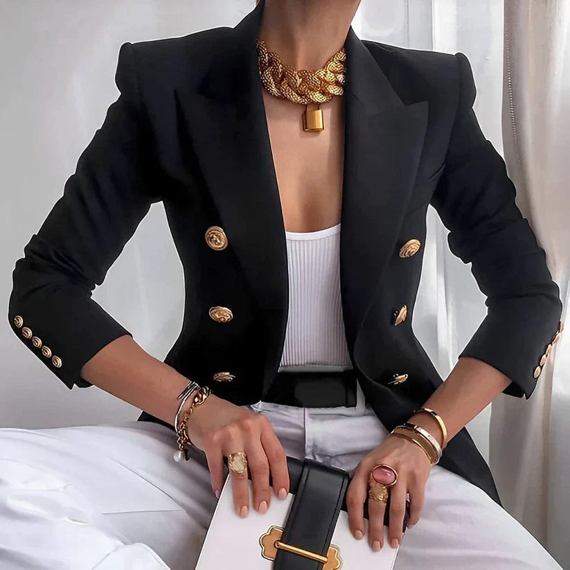 Veste Femme Élégante à Épaules Padded pour Travail - LuxeStyle